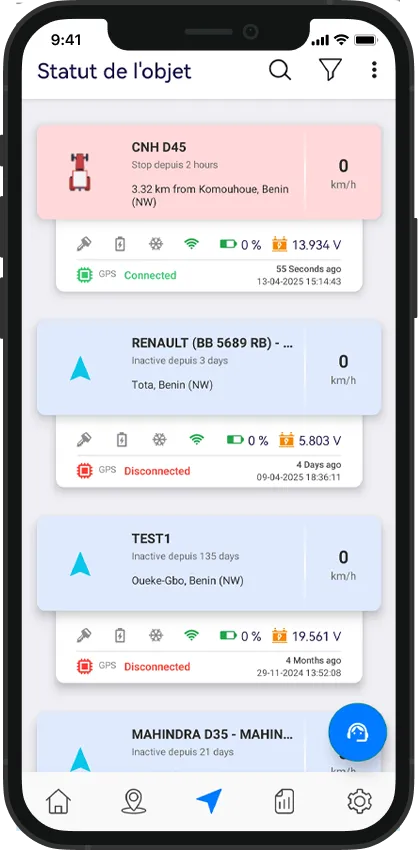 capture application geomax montrant les caractéristiques des voitures
